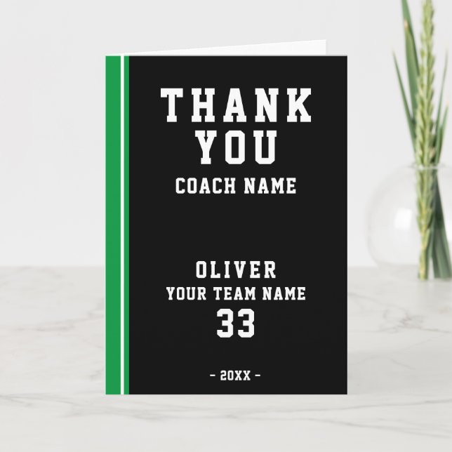Vielen Dank Coach Green Football Player Foto Card Dankeskarte (Vorderseite)