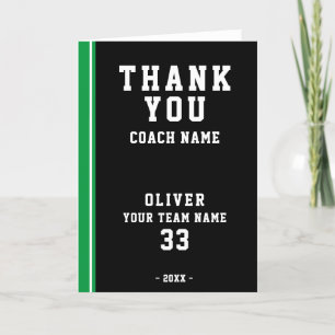 Vielen Dank Coach Green Football Player Foto Card Dankeskarte