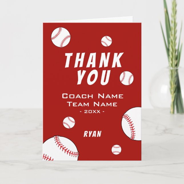 Vielen Dank Coach Red Baseball Card Dankeskarte (Vorderseite)