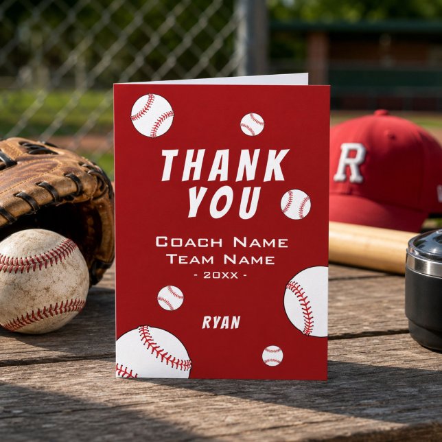 Vielen Dank Coach Red Baseball Card Dankeskarte (Von Creator hochgeladen)