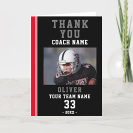 Vielen Dank Coach Red Football Player Foto Card Dankeskarte