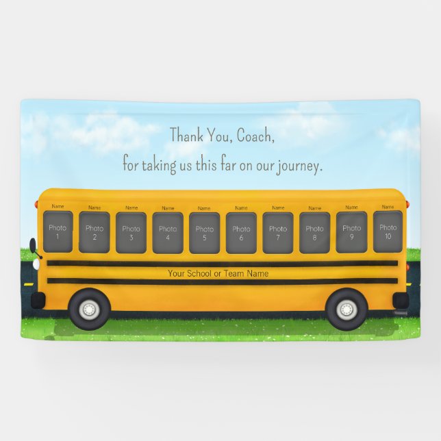 Vielen Dank Coach School Bus Custom 10 Foto Banner (Horizontal)