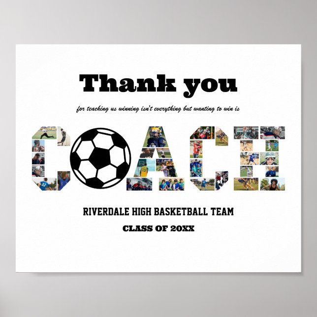 Vielen Dank Coach Soccer Team Foto Collage Poster (Vorne)