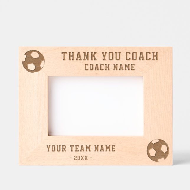Vielen Dank Coach Soccer Team Name Sports Geätzte Rahmen (Vorderseite)