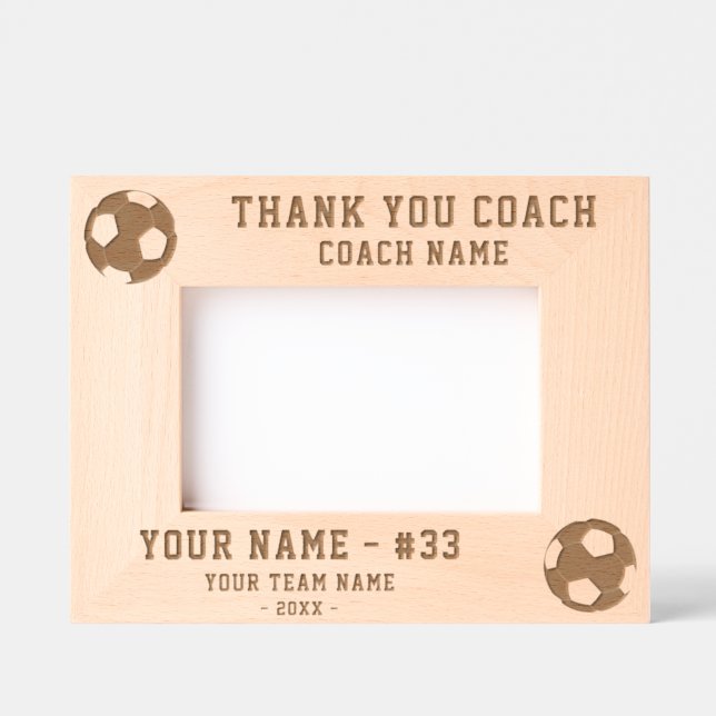 Vielen Dank Coach Soccer Team Name Sports Geätzte Rahmen (Vorderseite)