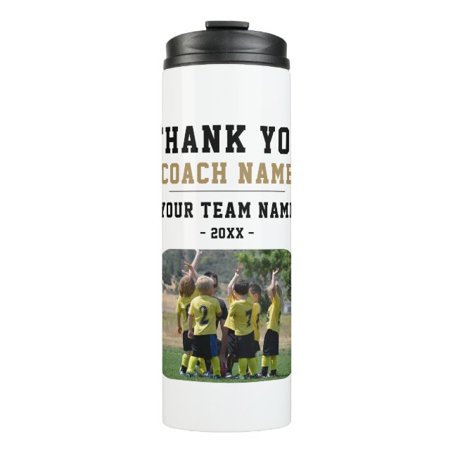 Vielen Dank Coach Team Name Foto Thermosbecher (Vorderseite)