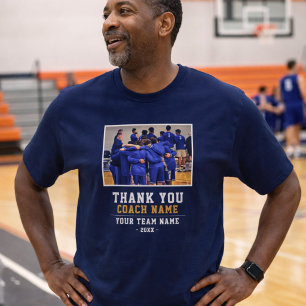 Vielen Dank Coach Team Name und Foto Blue T-Shirt