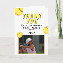 Vielen Dank Coach Yellow Softball Foto Card