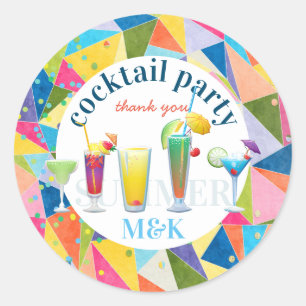 Vielen Dank Cocktail Party Farbige Regenbogengetr Runder Aufkleber