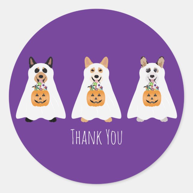 Vielen Dank Corgi Ghost Dogs Halloween Runder Aufkleber (Vorderseite)
