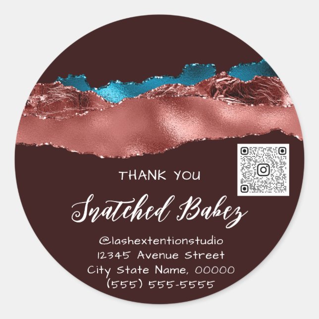 Vielen Dank Cosmetic Logo QR Code Burgundy Aquamar Runder Aufkleber (Vorderseite)