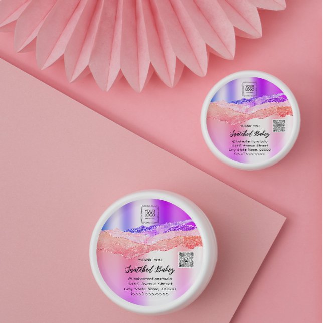 Vielen Dank Cosmetic Logo QR Code Pink Lila Violet Runder Aufkleber (Von Creator hochgeladen)