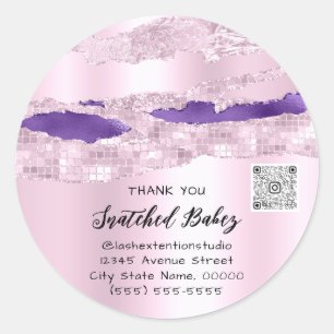 Vielen Dank Cosmetic Logo QR Code Pink PurpleSweet Runder Aufkleber