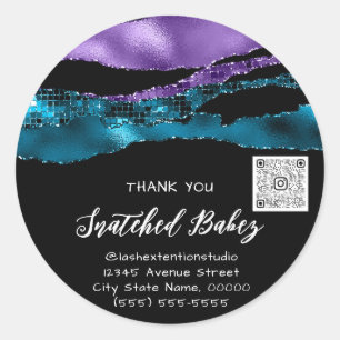 Vielen Dank Cosmetic Logo QR Code Wedding TealPurp Runder Aufkleber