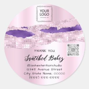 Vielen Dank Cosmetic LogoQRCode Pink Lila Verpacku Runder Aufkleber