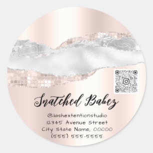 Vielen Dank Cosmetics Logo QR Code Rose Grau Runder Aufkleber