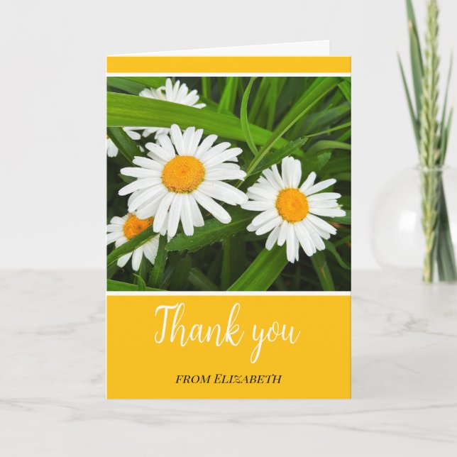 Vielen Dank, Daisies auf der gelben Custom Card Dankeskarte (Vorderseite)