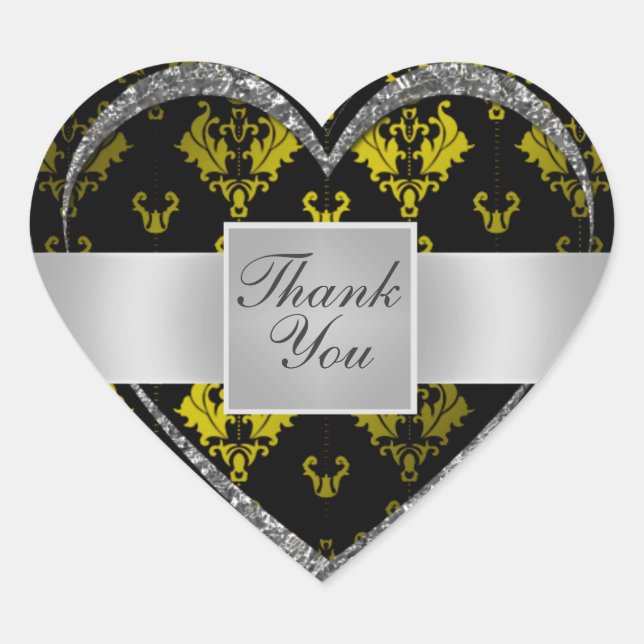 Vielen Dank, Dark Silver Liebe Heart Sticker (Vorderseite)