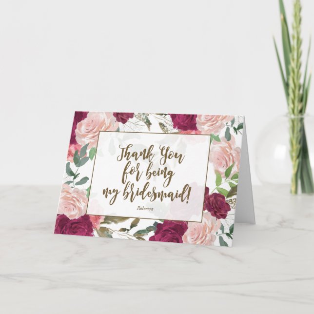 Vielen Dank, dass du meine Bridesmaid-Karte warst Dankeskarte (Vorderseite)