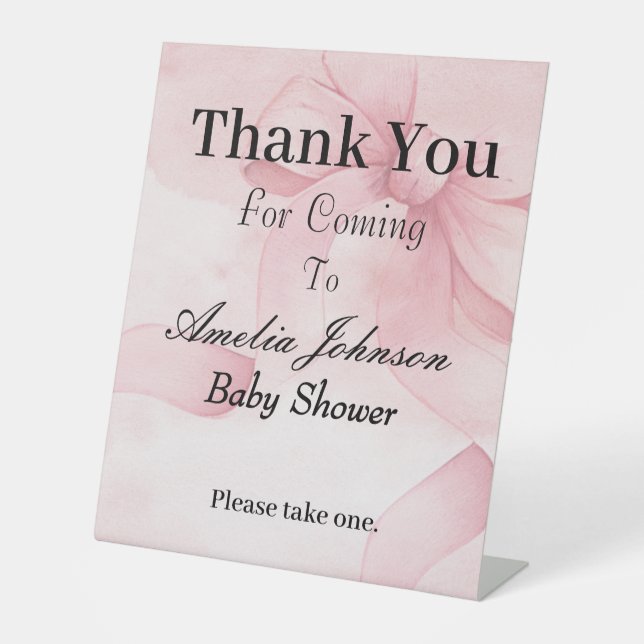 Vielen Dank, dass Sie Baby Pink Bow Duschkopf Schi Sockelschild (Vorderseite)