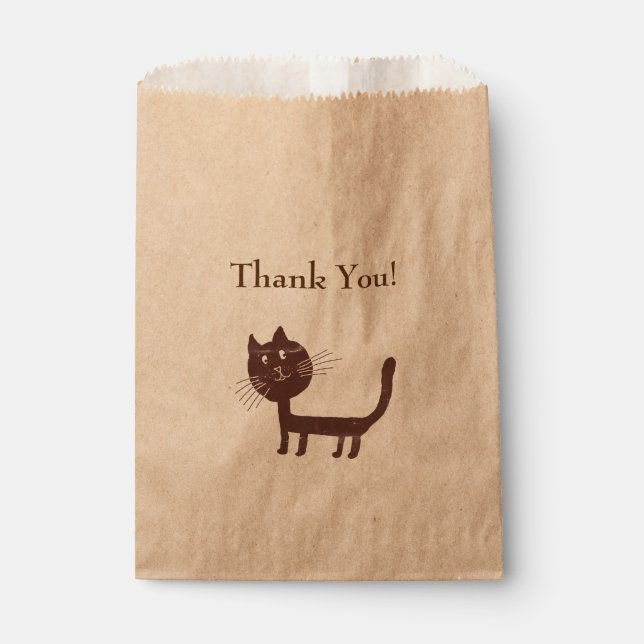 Vielen Dank, dass Sie Cat Zeichnend Gunst-Tasche Geschenktütchen (Vorderseite)