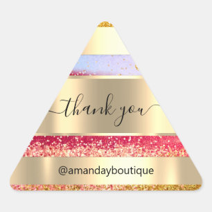 Vielen Dank, dass Sie Custom Glitzer Gold Triangle Dreieckiger Aufkleber