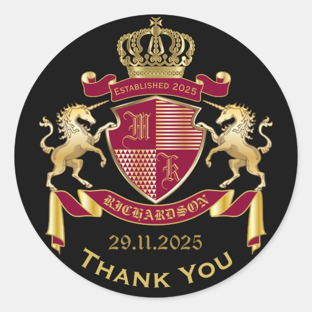 Vielen Dank, dass Sie das Emblem des Roten Gold Ei Runder Aufkleber (Vorderseite)