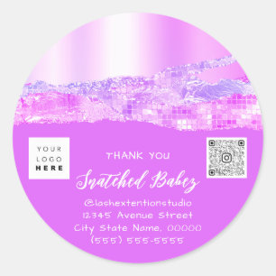 Vielen Dank, dass Sie das Logo QR Code Pink Girly  Runder Aufkleber