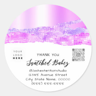 Vielen Dank, dass Sie das Logo QR Code Pink White Runder Aufkleber