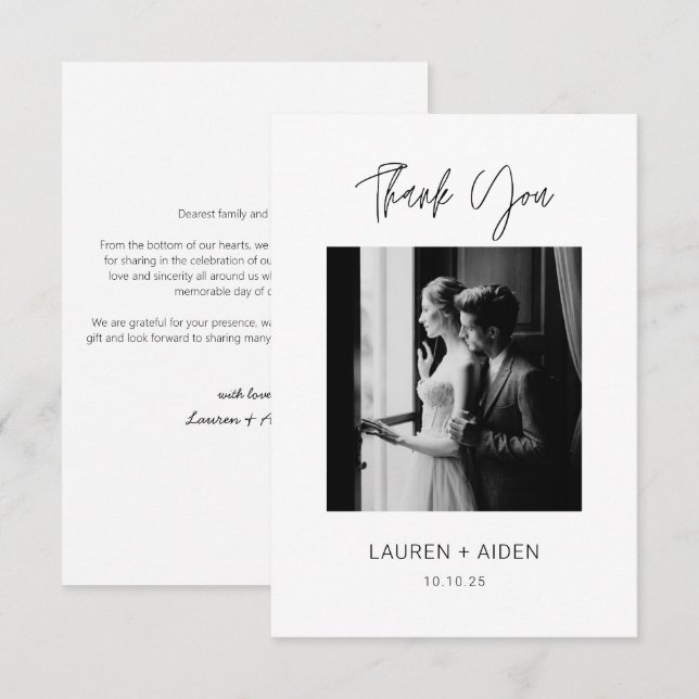 Vielen Dank, dass Sie das Modern Wedding Foto zur  Dankeskarte (Vorne/Hinten)
