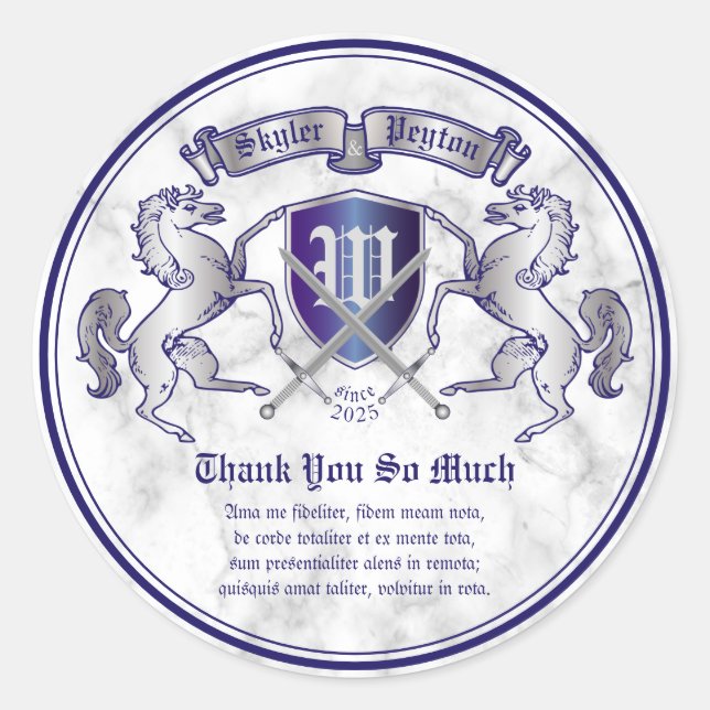 Vielen Dank, dass Sie das Mongram Silver Horse Emb Runder Aufkleber (Vorderseite)