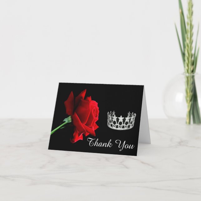 Vielen Dank, dass Sie die kronenförmige Rote Rose  Dankeskarte (Vorderseite)