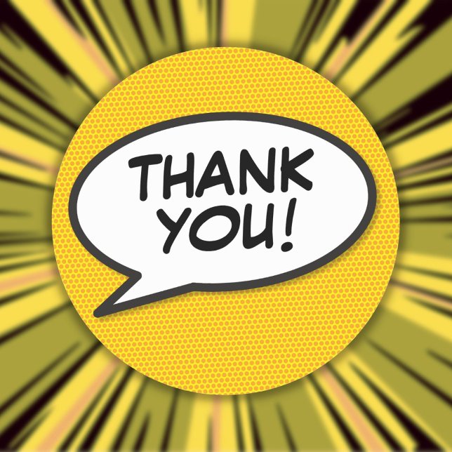 Vielen Dank, dass Sie die Sprechblase Spaß Comic Runder Aufkleber (Von Creator hochgeladen)