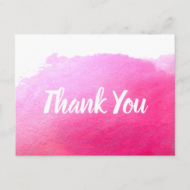 Vielen Dank, dass Sie ein Zitat der rosa Aquarellk Postkarte (Vorderseite)