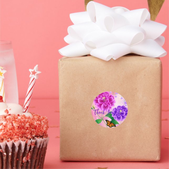 Vielen Dank, dass Sie einen floralen Geschenkaufkl Runder Aufkleber (Party)