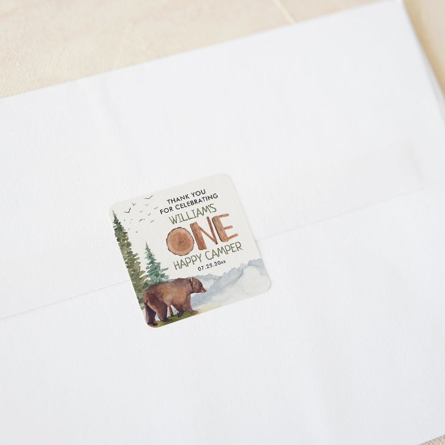 Vielen Dank, dass Sie einen glücklichen Camper Geb Quadratischer Aufkleber (Von Creator hochgeladen)