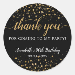 Vielen Dank, dass Sie Gold Confetti Birthday Black Runder Aufkleber