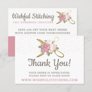 Vielen Dank, dass Sie Gold Sewing Scissors Shabby Einladung