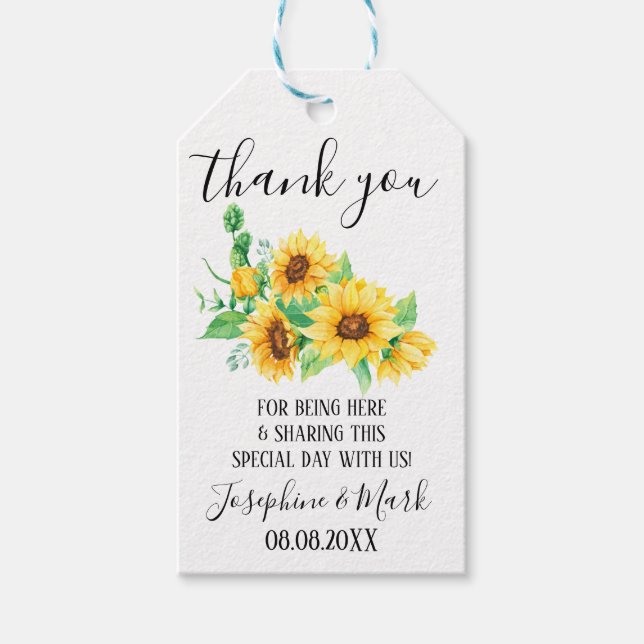 Vielen Dank, dass Sie hier sind Sunflowers Geschen Geschenkanhänger (Vorderseite)