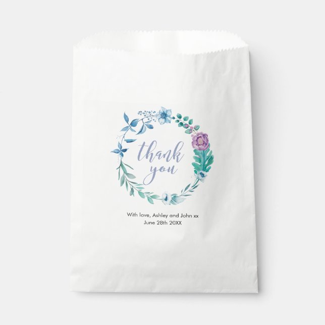 Vielen Dank, dass Sie lila blaue Gastgeschenk Hoch Geschenktütchen (Vorderseite)