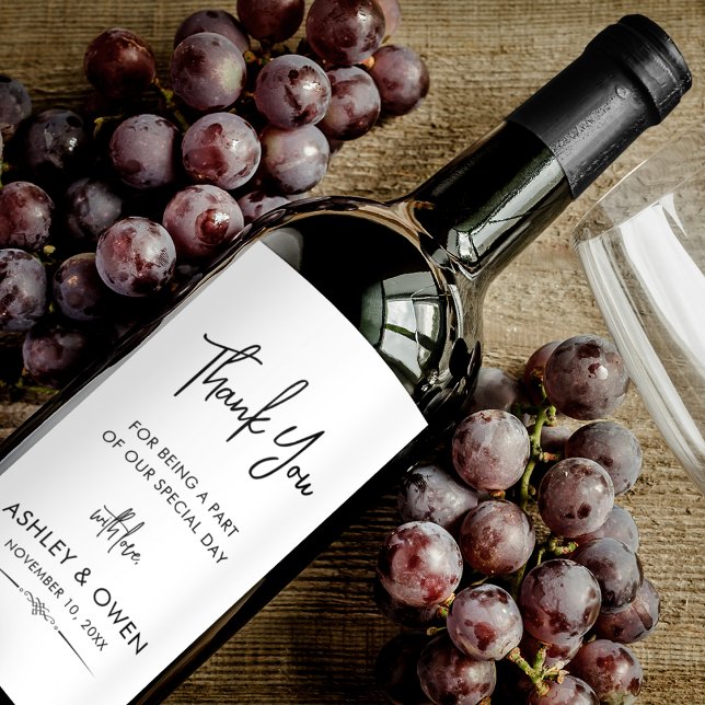 Vielen Dank, dass Sie Minimalistisches Script Schw Weinetikett (Von Creator hochgeladen)