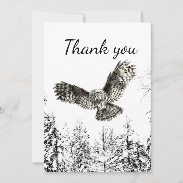 Vielen Dank, dass Sie Owl in Flight Bird Nature Ar Dankeskarte (Vorderseite)