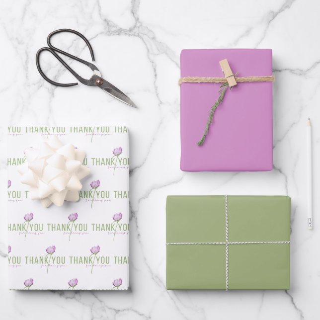 Vielen Dank, dass Sie Papierblätter umblättern Geschenkpapier Set (Vorderseite)