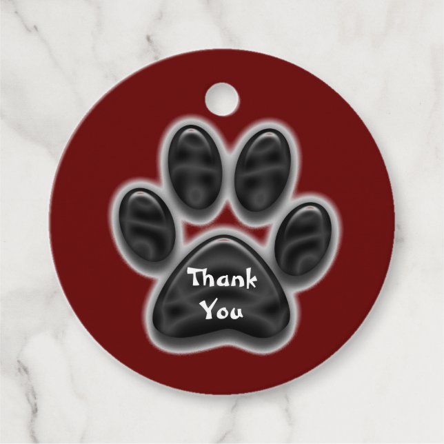 Vielen Dank, dass Sie Schwarz-Paw Print-Muster Wer Geschenkanhänger (Vorderseite)