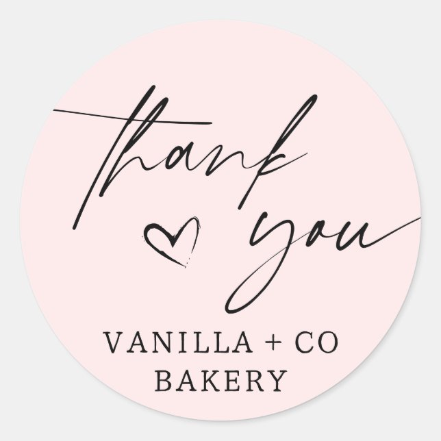 Vielen Dank, dass Sie Script Heart Bakods Bakery B Runder Aufkleber (Vorderseite)