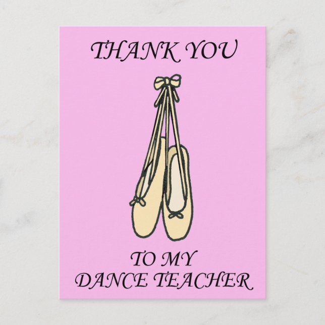 Vielen Dank, dass Sie Tanzlehrer Ballettschuhe Postkarte (Vorderseite)