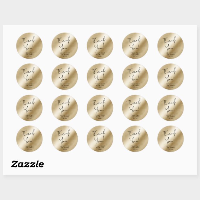 Vielen Dank, dass Sie Typografie-Minimalgold Runder Aufkleber (Blatt)