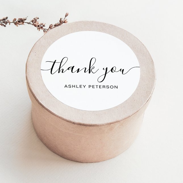 Vielen Dank, dass Sie Typografie minimalistisch sc Runder Aufkleber (Von Creator hochgeladen)