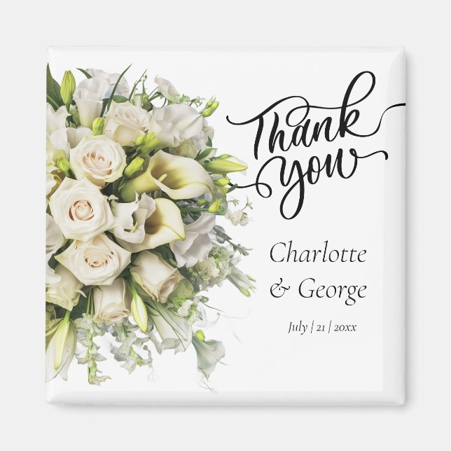 Vielen Dank, dass Sie Wedding Bouquet Blume Gastge Magnet (Vorne)