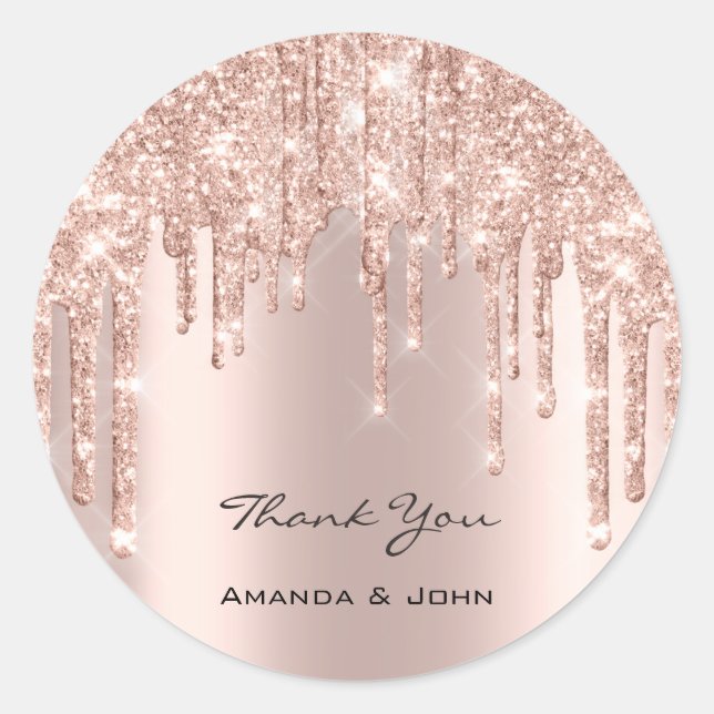 Vielen Dank, dass Sie Wedding Bridal Rose Glitzer  Runder Aufkleber (Vorderseite)